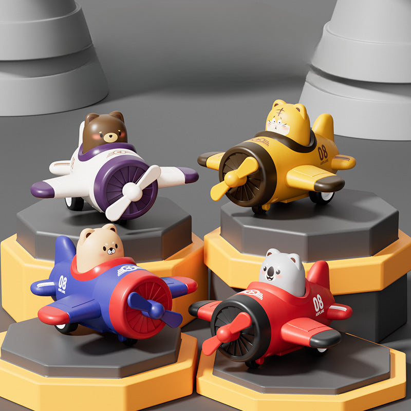 Wholesale Push Cartoon Airplane Fighter Spaceship Inertia Car Pull Back Car Baby Educational Toy Car